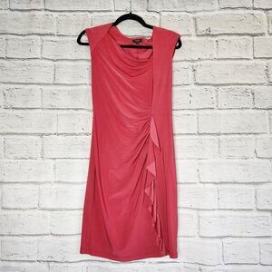 Komarov Dress Women's Small Red Bodycon Form Fitting Ruffle Y2K Midi